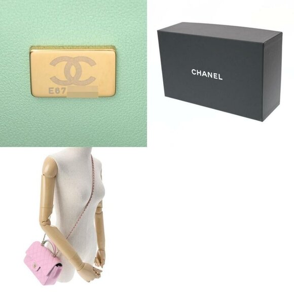 CHANEL Lambskin Quilted Mini Top Handle Rectangular Flap Lilac Green - Picture 13 of 13
